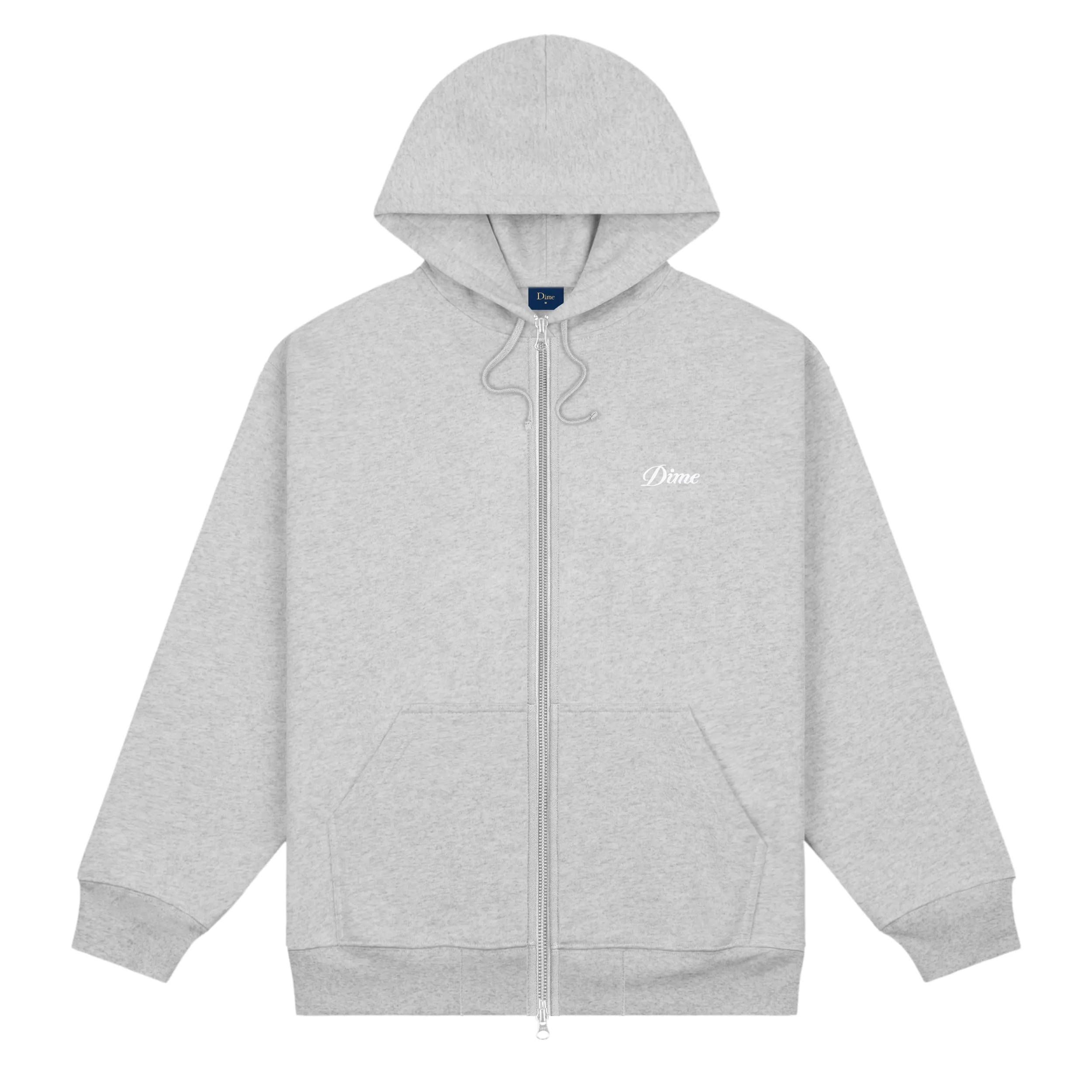 Cursive Small Logo Zip Hoodie Heather gray