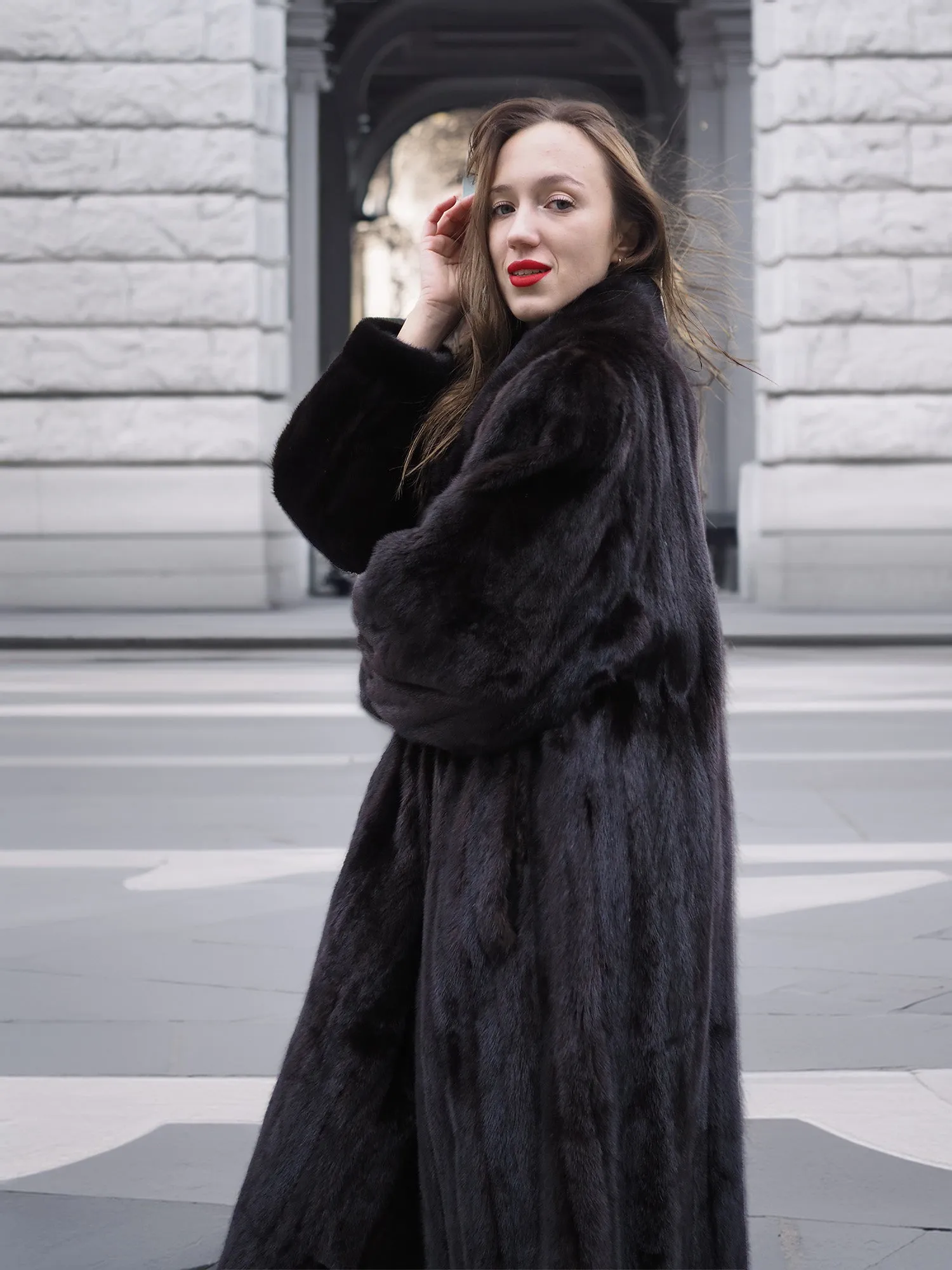 Dark Ranch Black Mink Fur Coat Jacket XL/XXL
