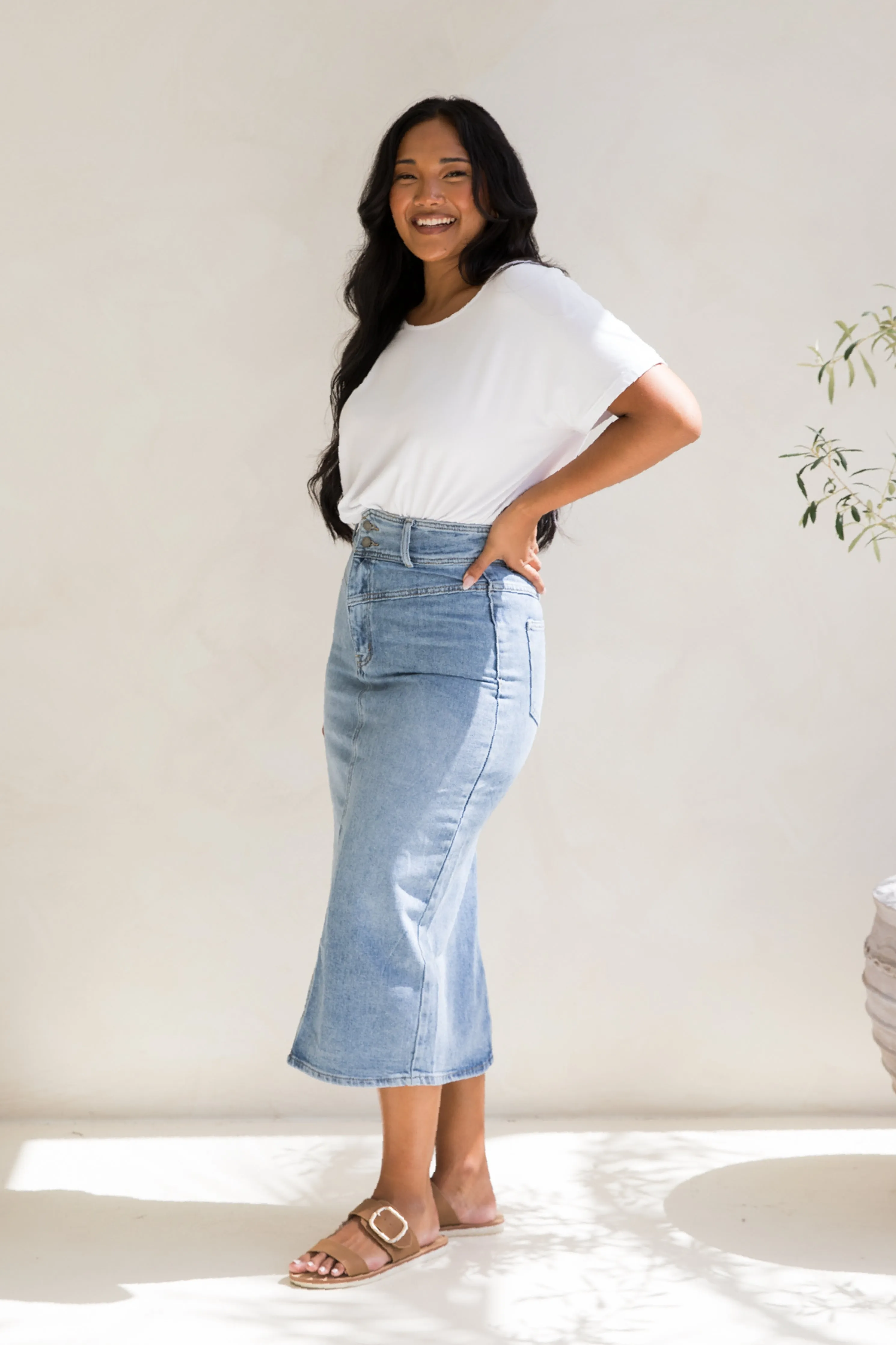 Denim Maxi Skirt | Light Denim | FINAL SALE