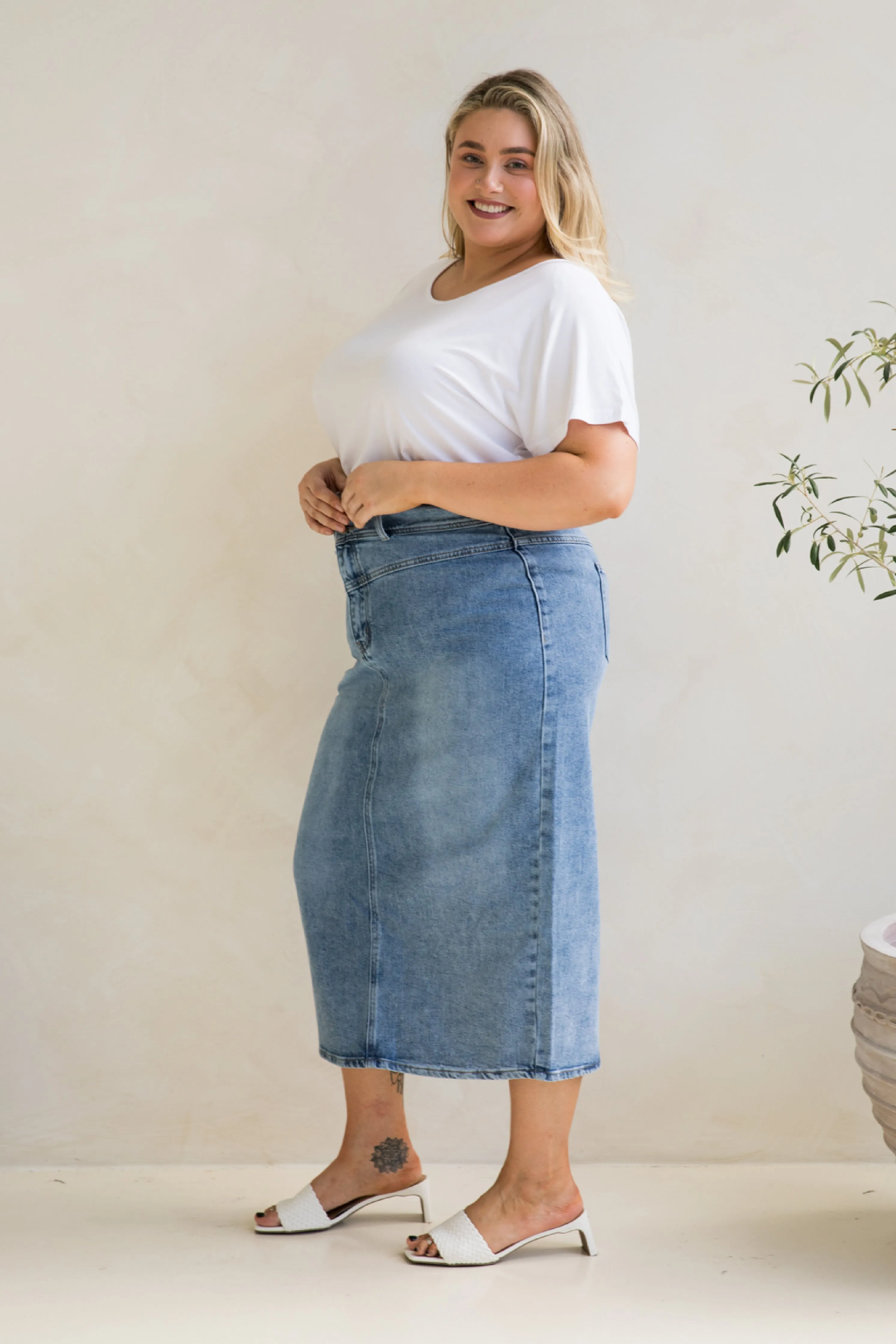 Denim Maxi Skirt | Light Denim | FINAL SALE