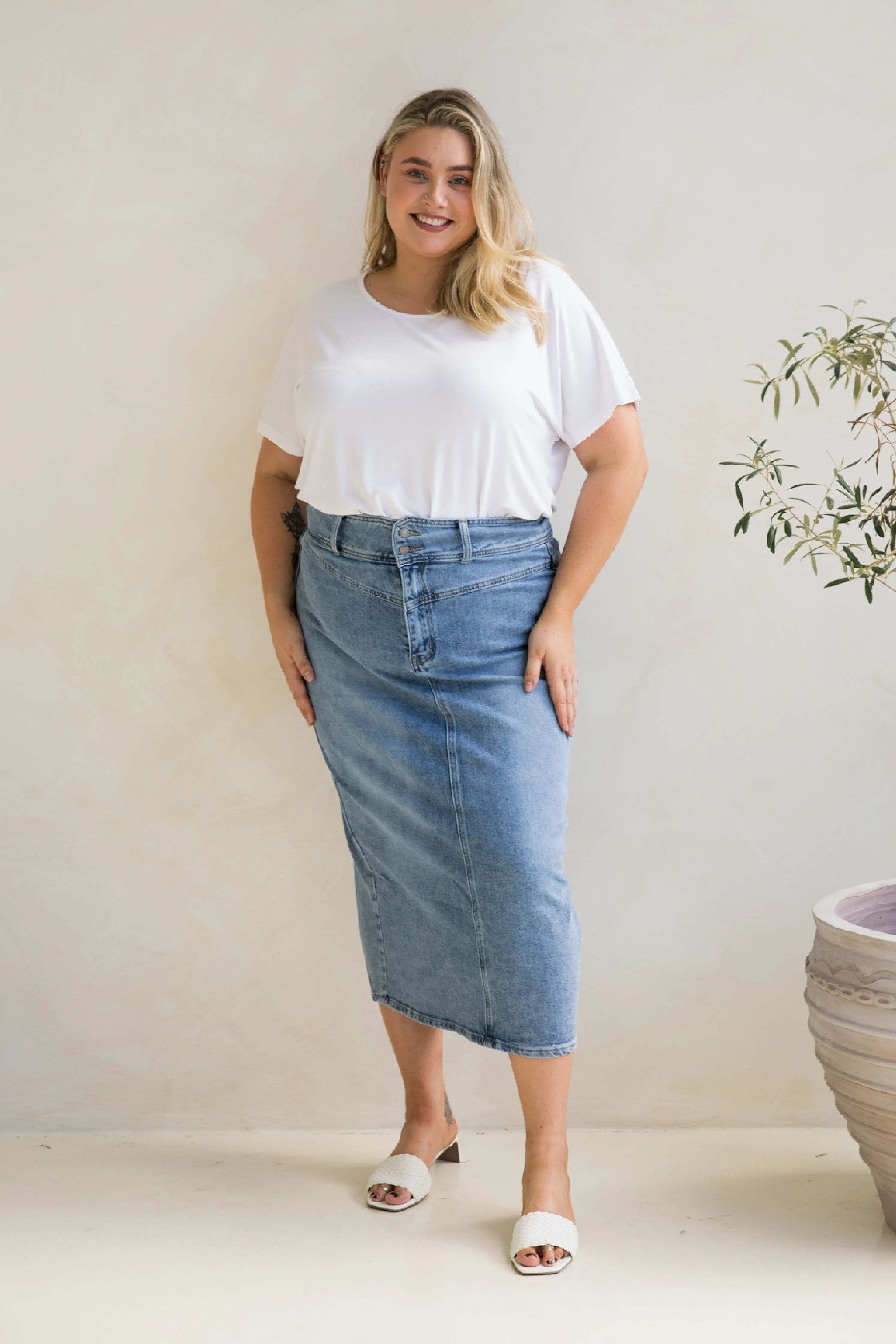 Denim Maxi Skirt | Light Denim | FINAL SALE