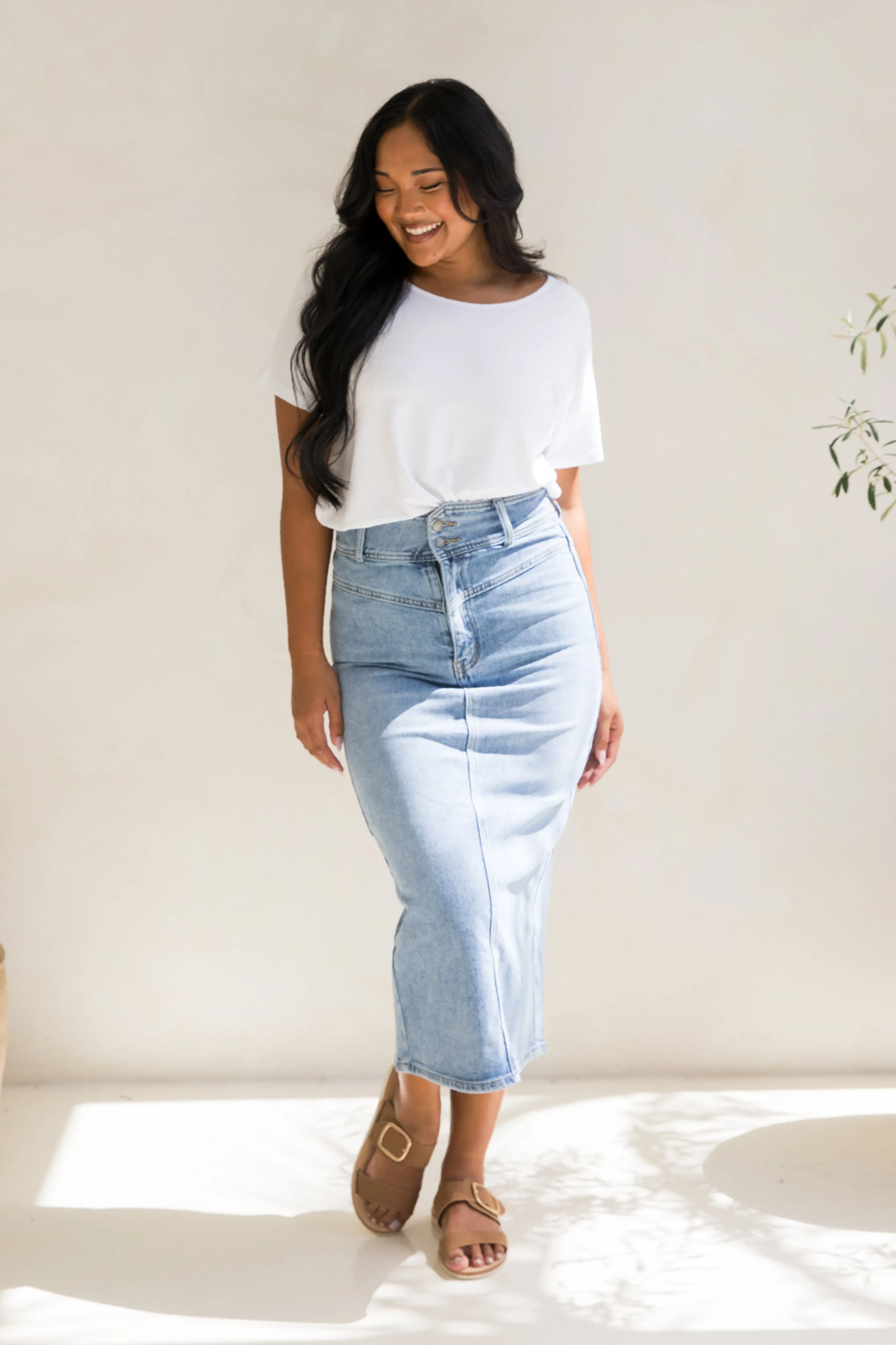 Denim Maxi Skirt | Light Denim | FINAL SALE