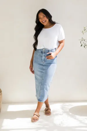 Denim Maxi Skirt | Light Denim | FINAL SALE