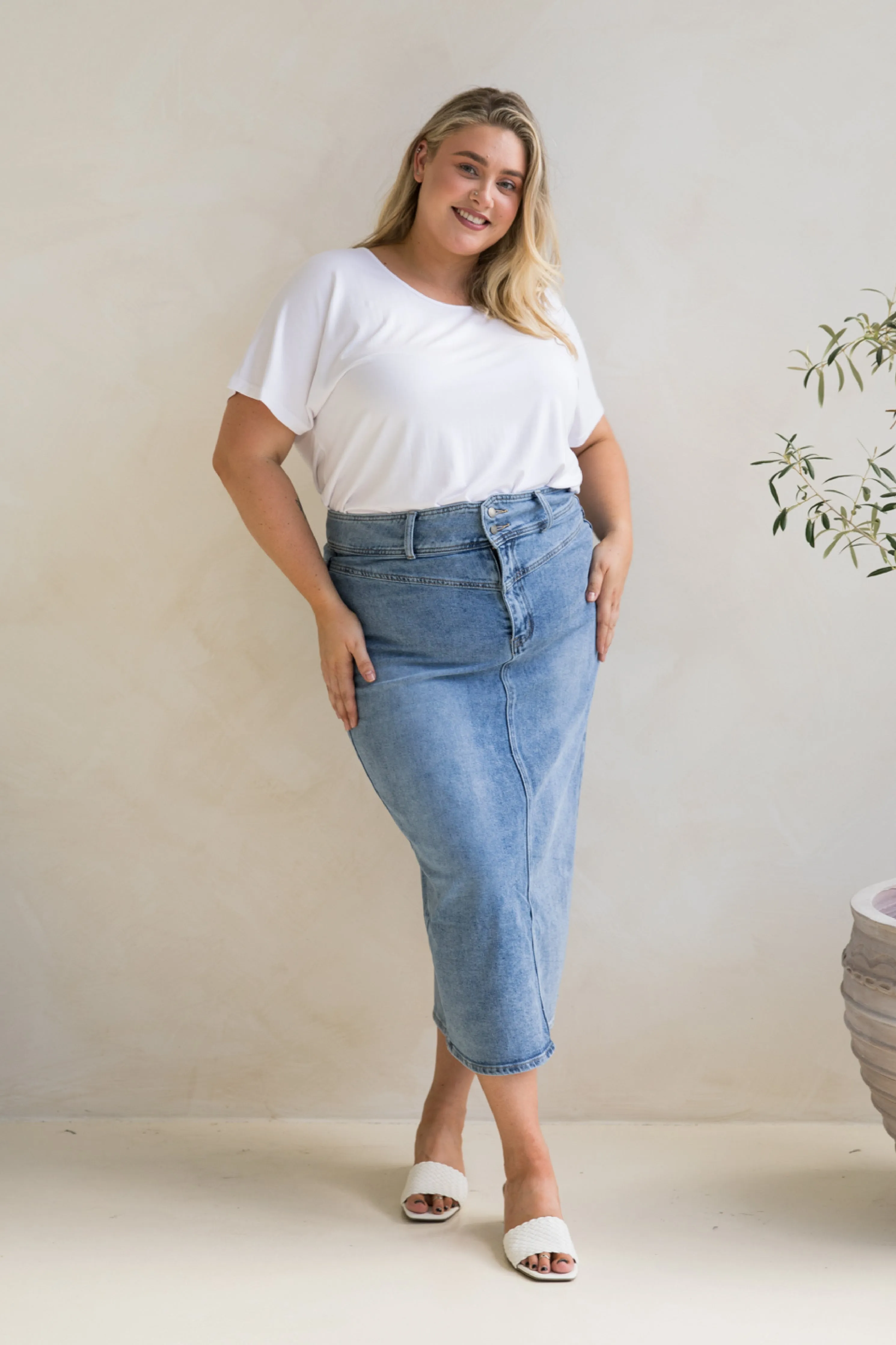 Denim Maxi Skirt | Light Denim | FINAL SALE