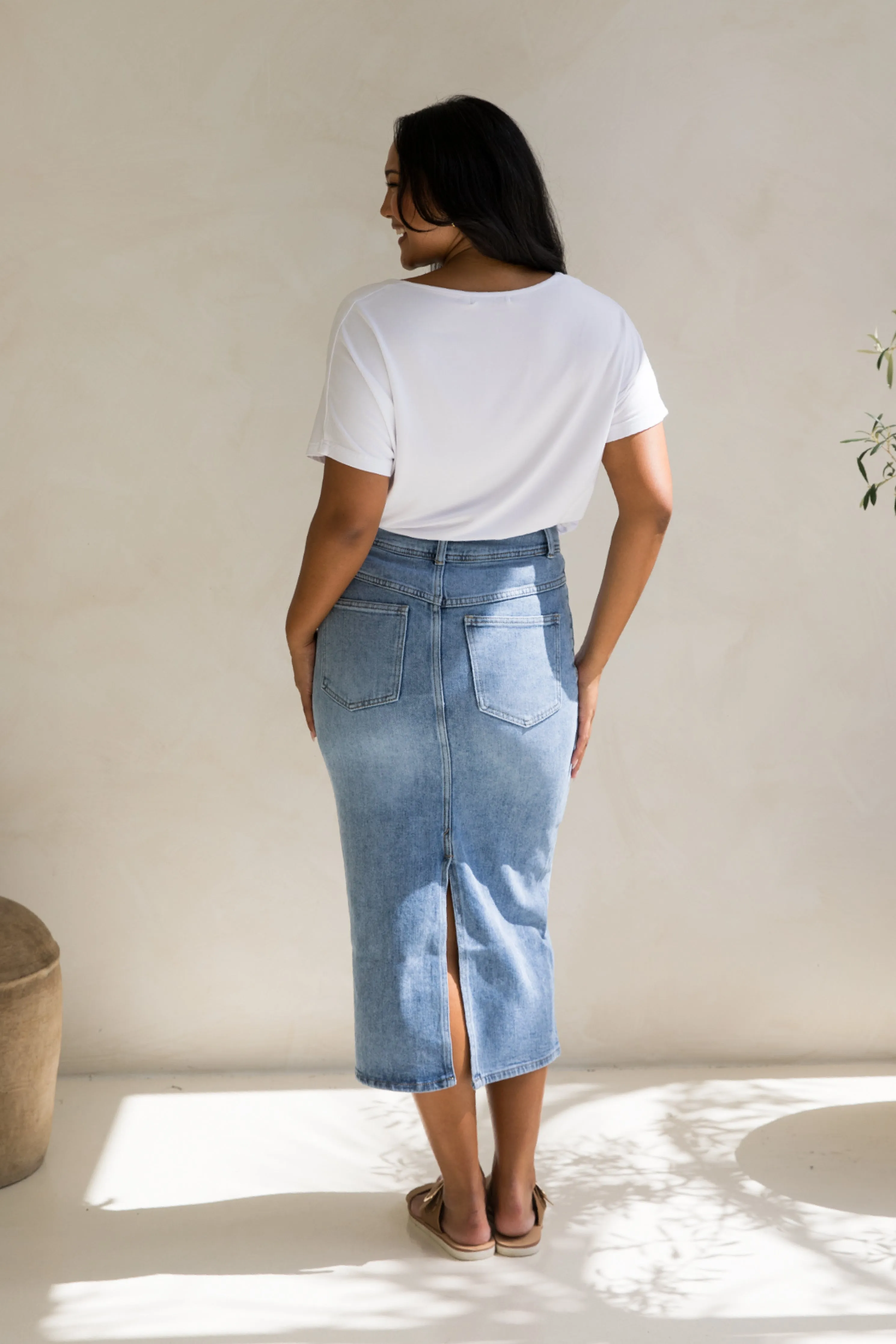 Denim Maxi Skirt | Light Denim | FINAL SALE