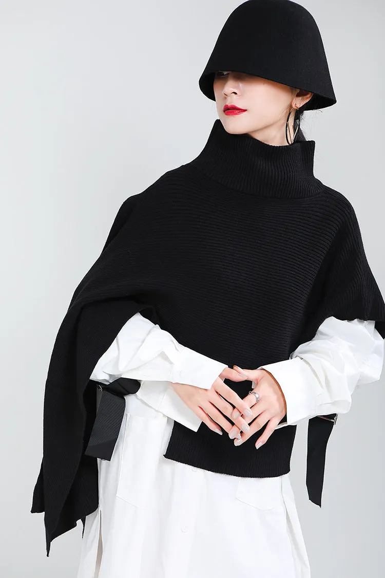 Designed Batwing Pullover Irregular Knitted Sweaters
