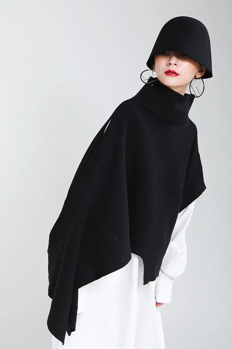 Designed Batwing Pullover Irregular Knitted Sweaters