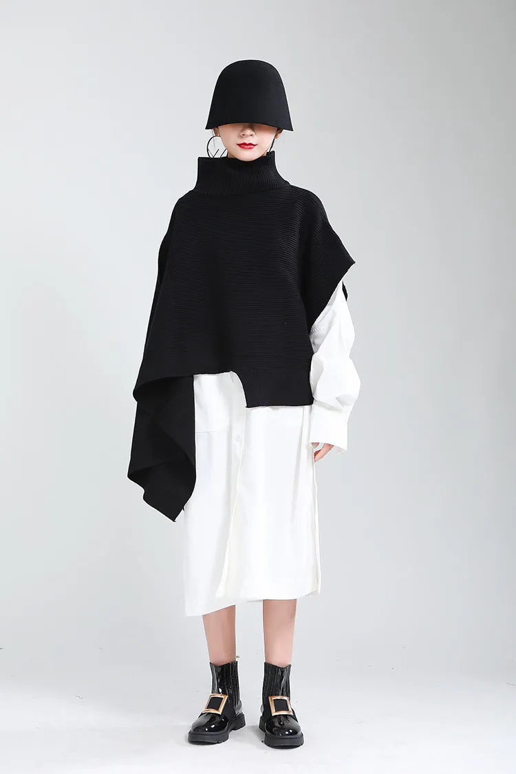Designed Batwing Pullover Irregular Knitted Sweaters