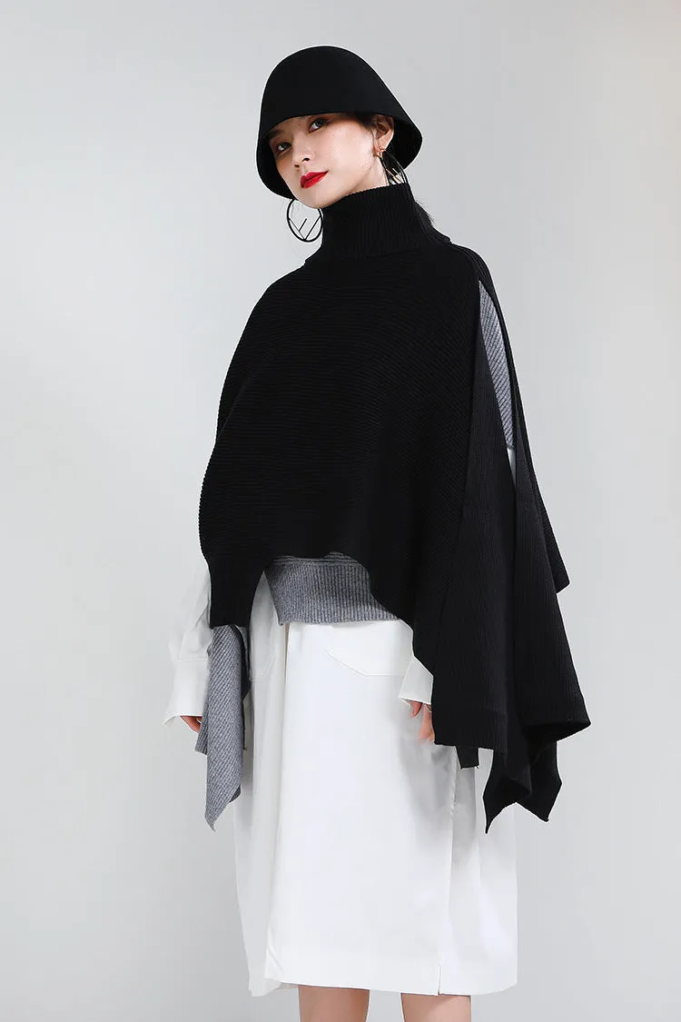 Designed Batwing Pullover Irregular Knitted Sweaters