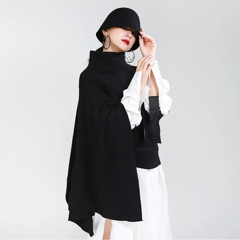 Designed Batwing Pullover Irregular Knitted Sweaters