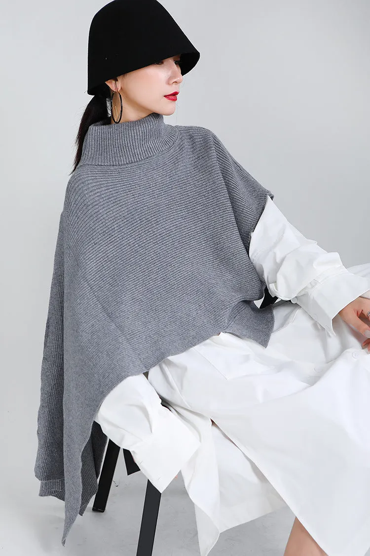 Designed Batwing Pullover Irregular Knitted Sweaters
