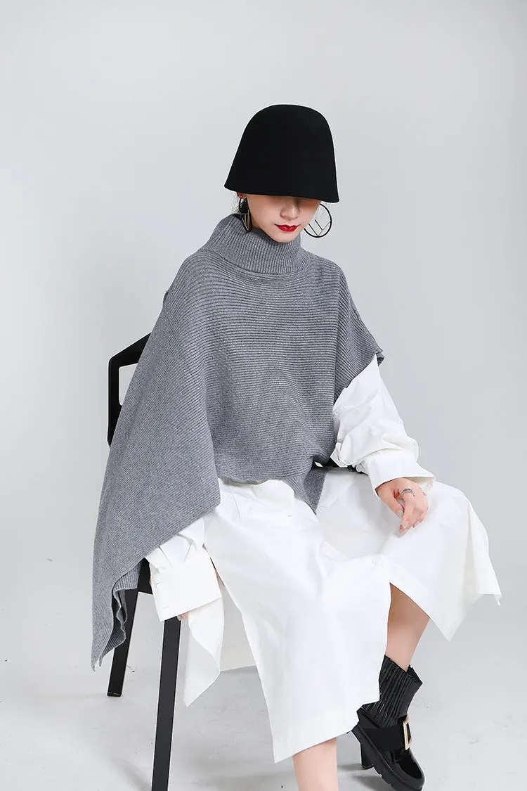 Designed Batwing Pullover Irregular Knitted Sweaters