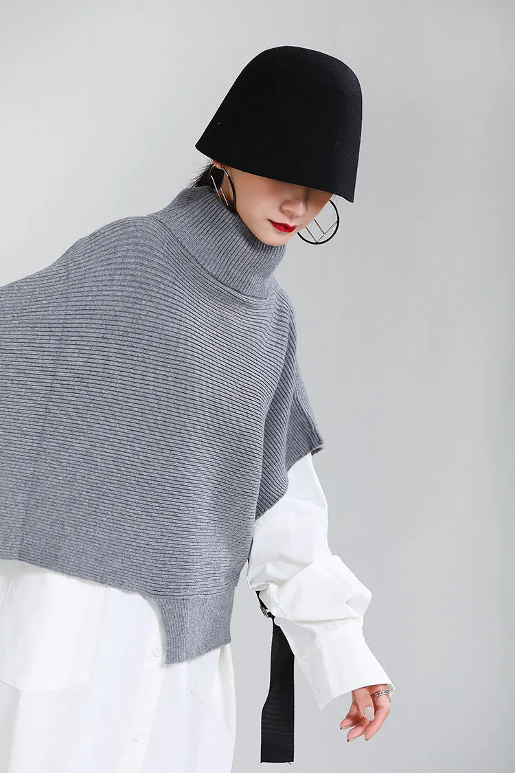 Designed Batwing Pullover Irregular Knitted Sweaters