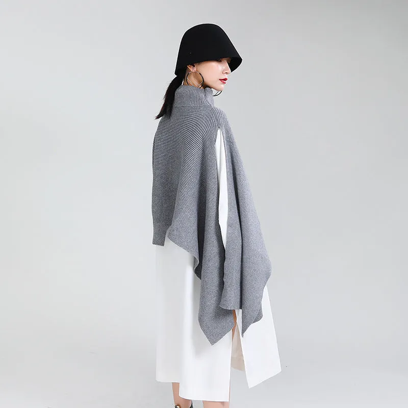 Designed Batwing Pullover Irregular Knitted Sweaters