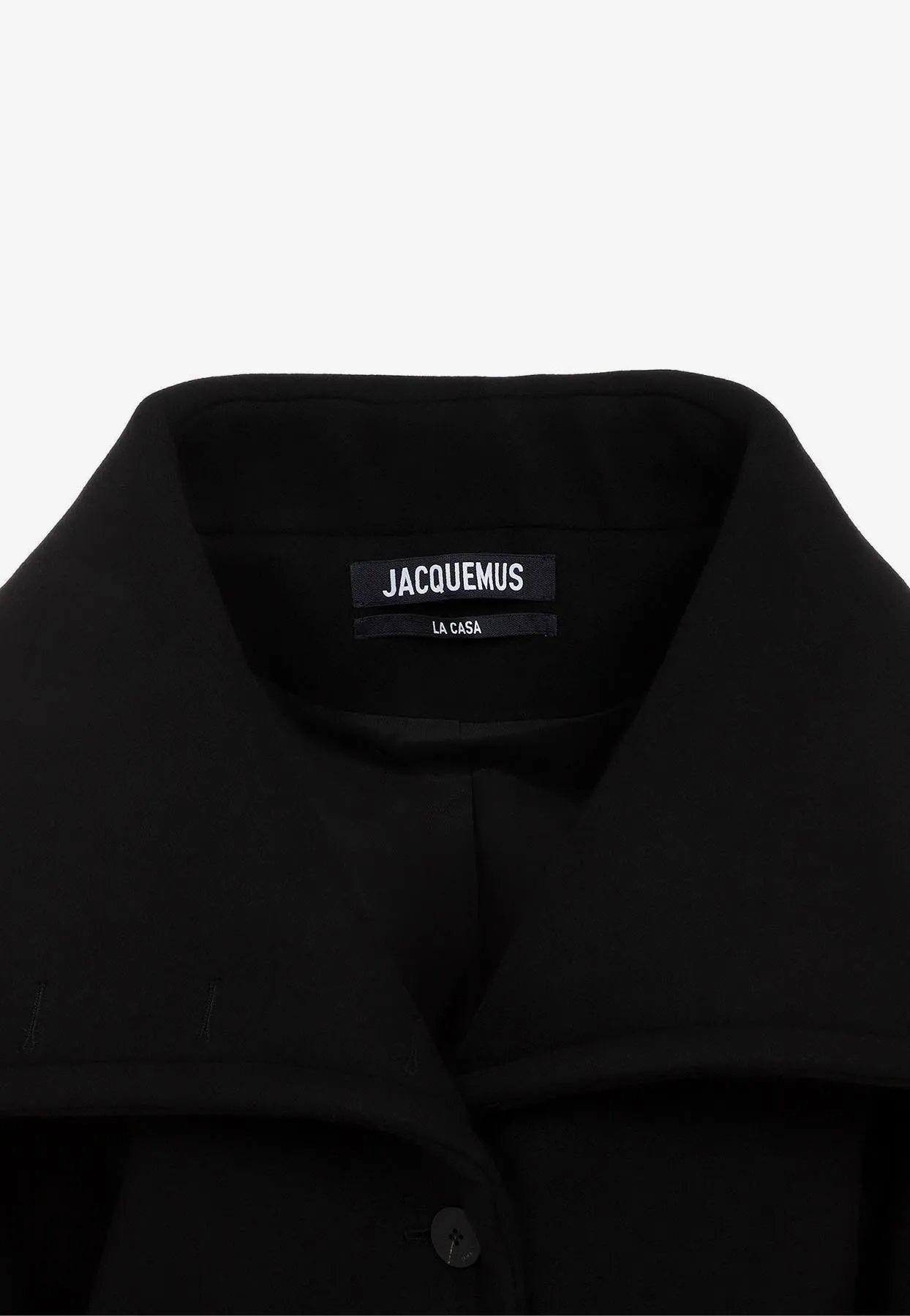 Draped-Collar Wool Coat