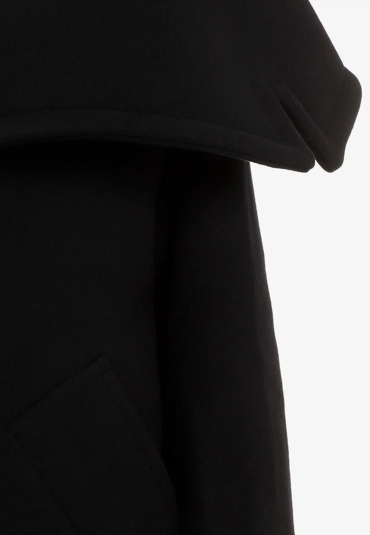Draped-Collar Wool Coat