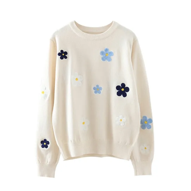 Elegant O Neck Knitted Tops Sweater