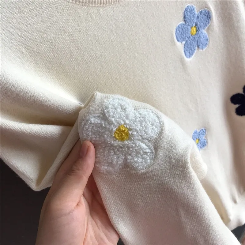 Elegant O Neck Knitted Tops Sweater