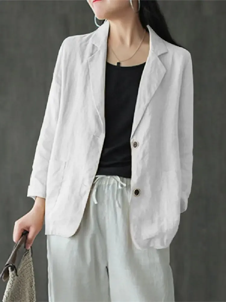 Elegant Solid Blazer Women Autumn Overcoats  Casual Long Sleeve Single Button Coats Female Lapel Outwears Oversized