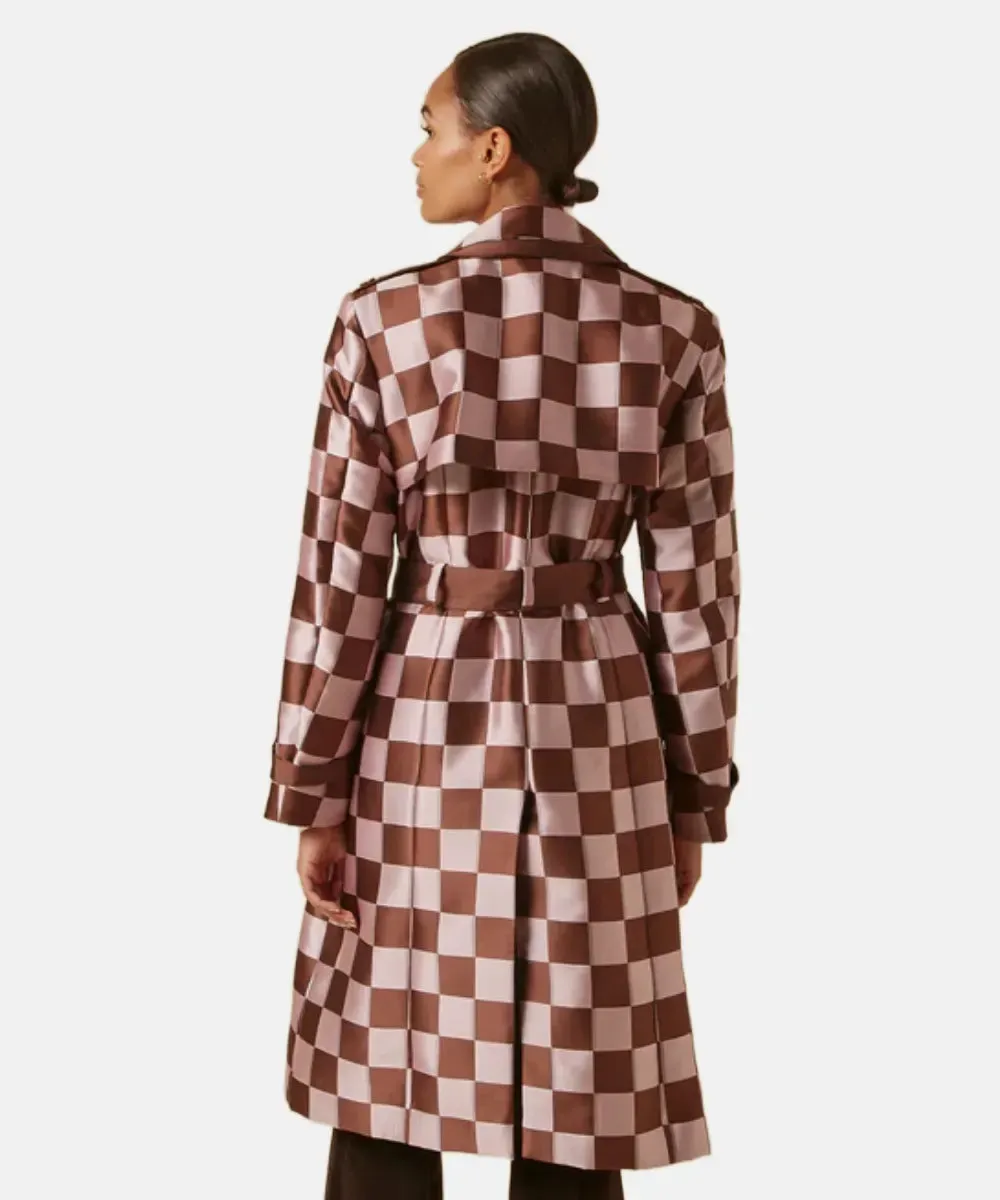 Emily In Paris S04 Lily Collins Checkered Trench Coat
