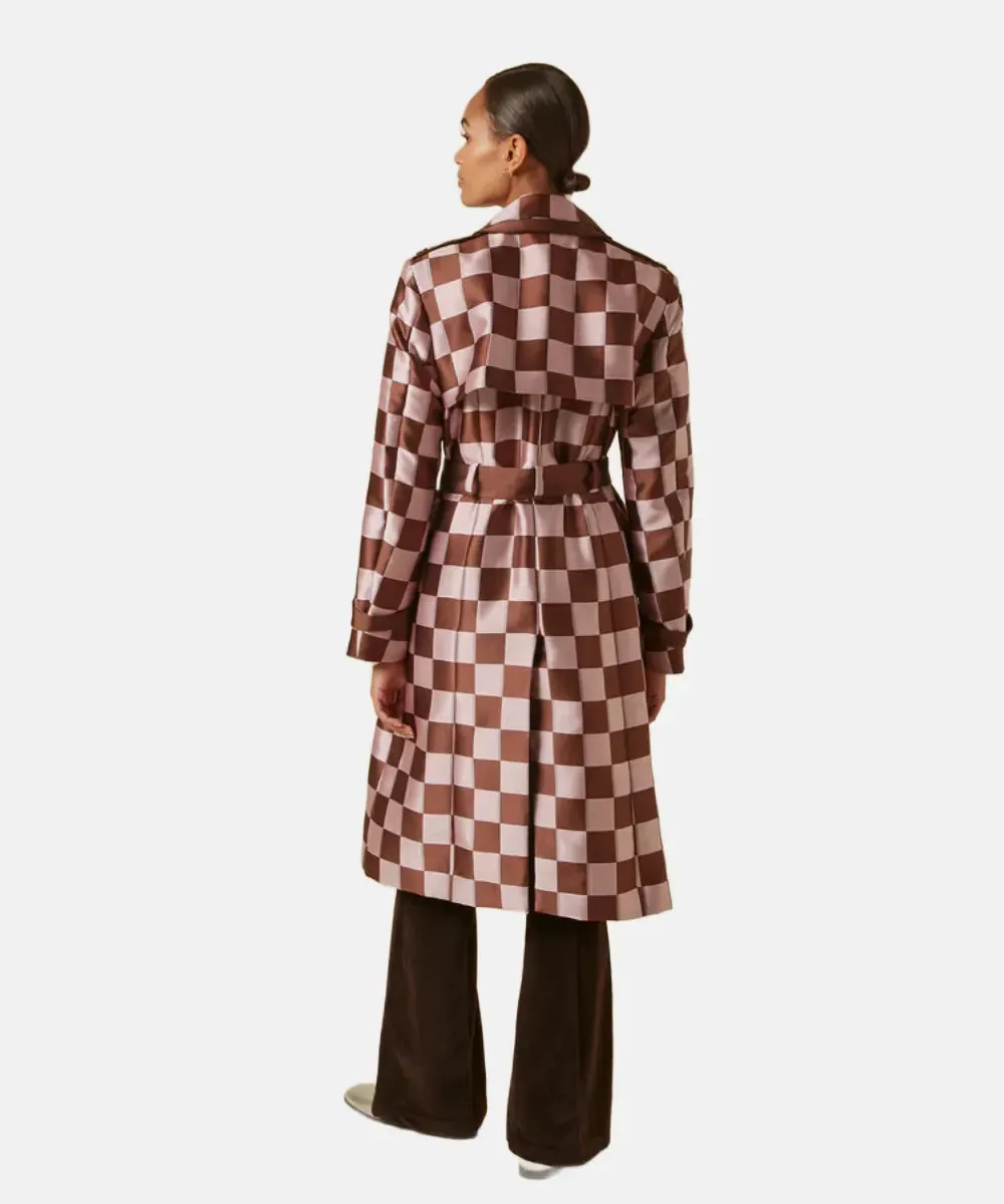 Emily In Paris S04 Lily Collins Checkered Trench Coat