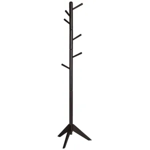 Espresso Wood Finish Coat Rack Entryway Hall Tree Hat Rack
