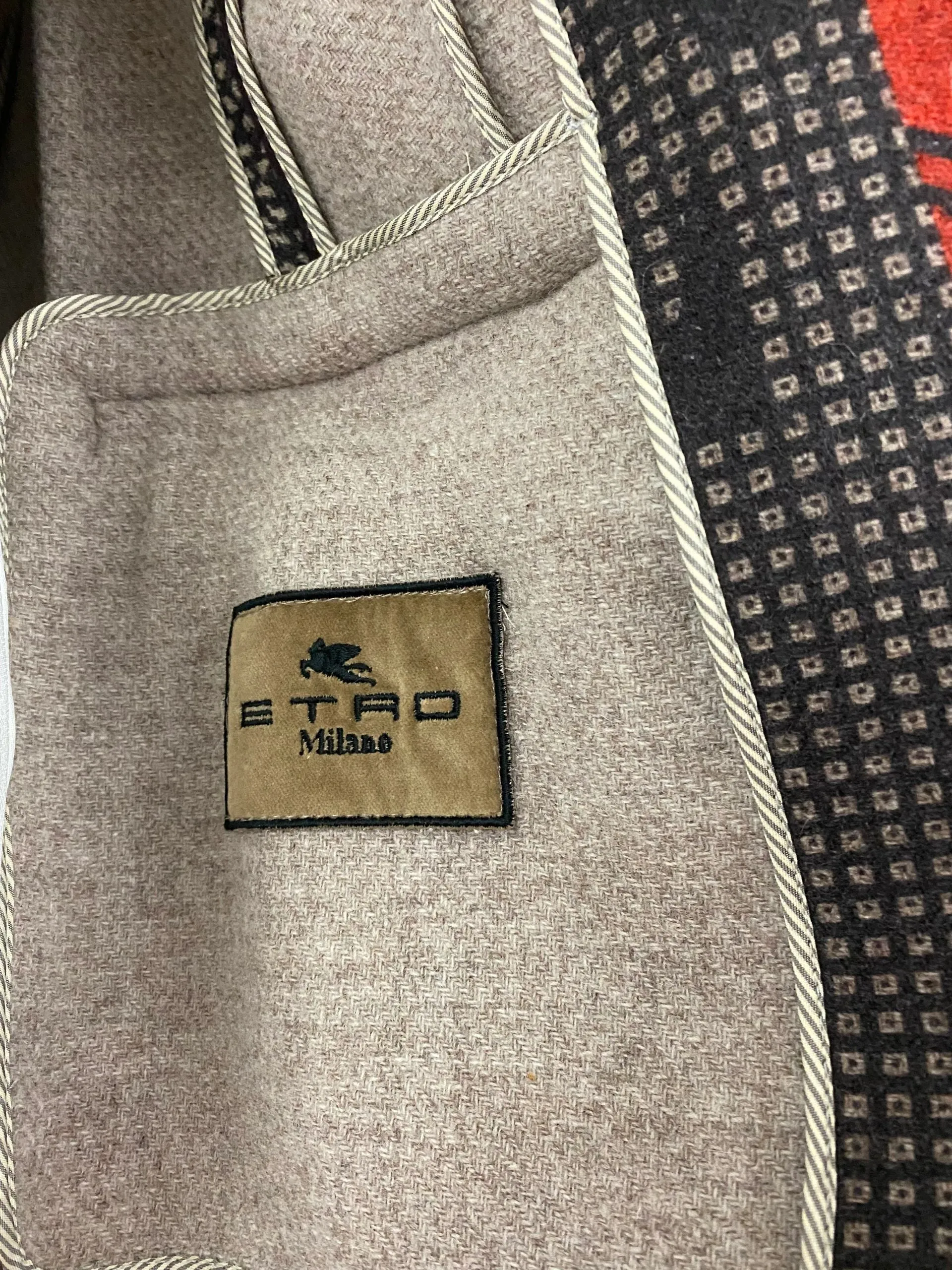 Etro Wool Coat W/ Velvet Collar Size Medium
