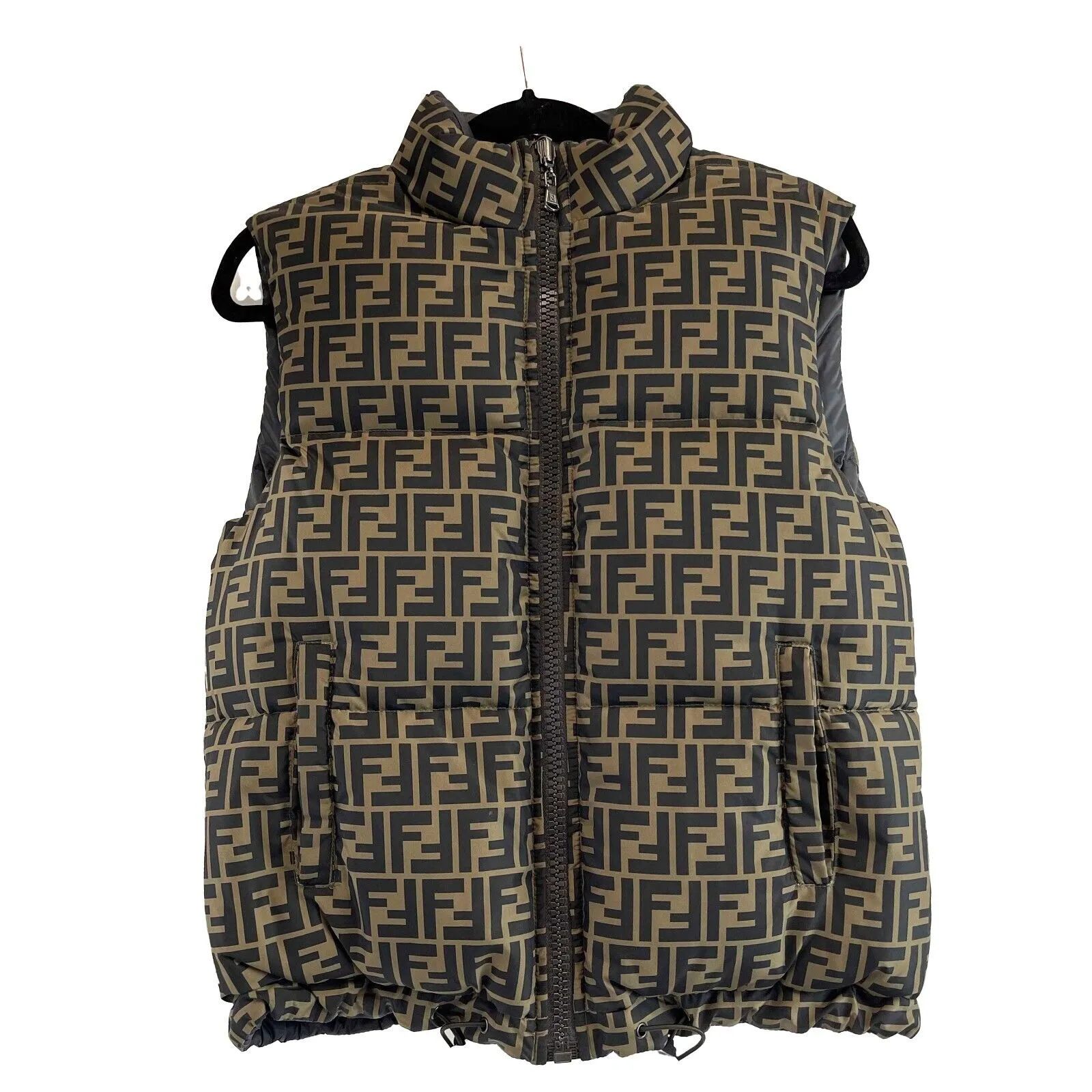 Fendi Reversible Printed Reversible Gilet Brown Jacket Kids 12Y Adult XS