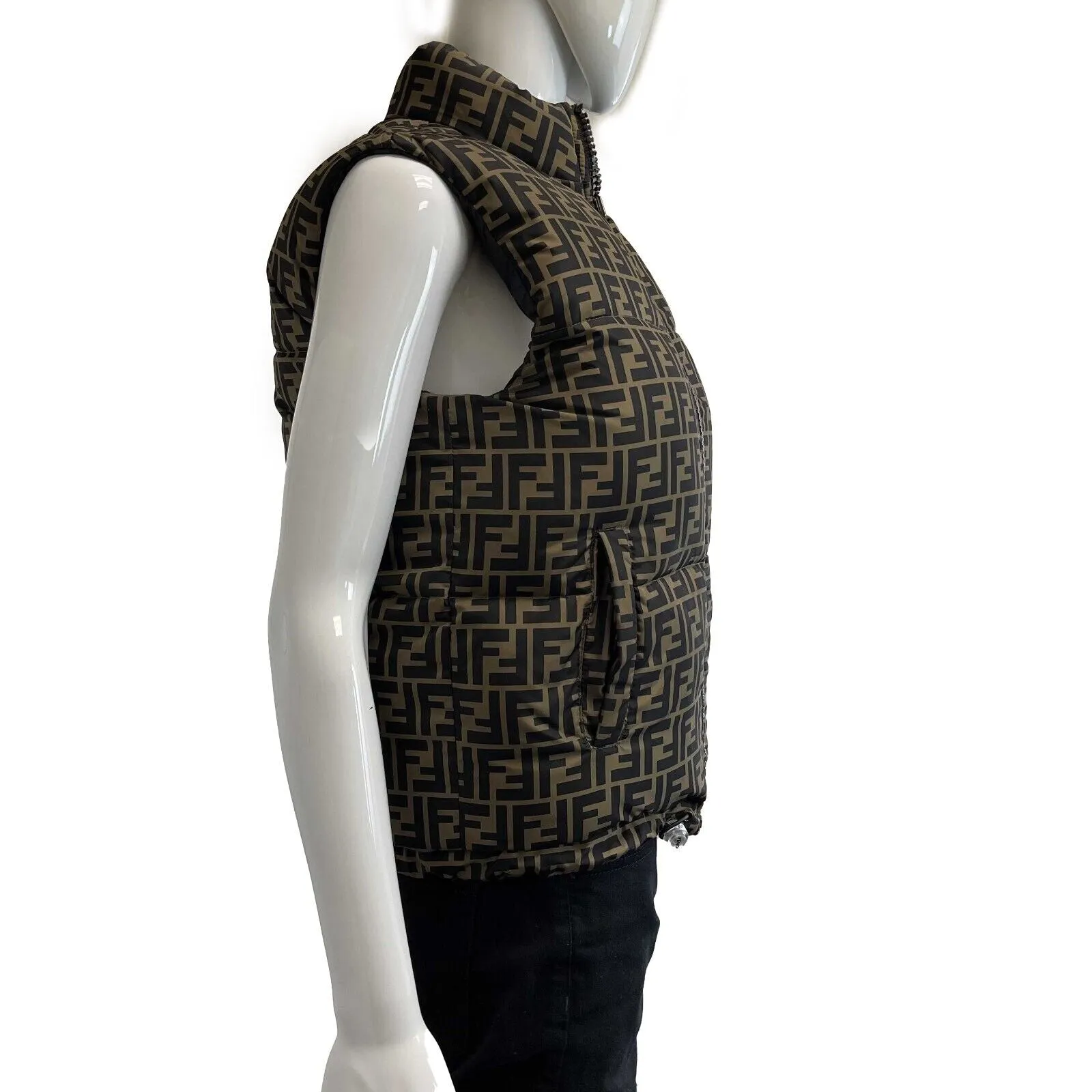 Fendi Reversible Printed Reversible Gilet Brown Jacket Kids 12Y Adult XS