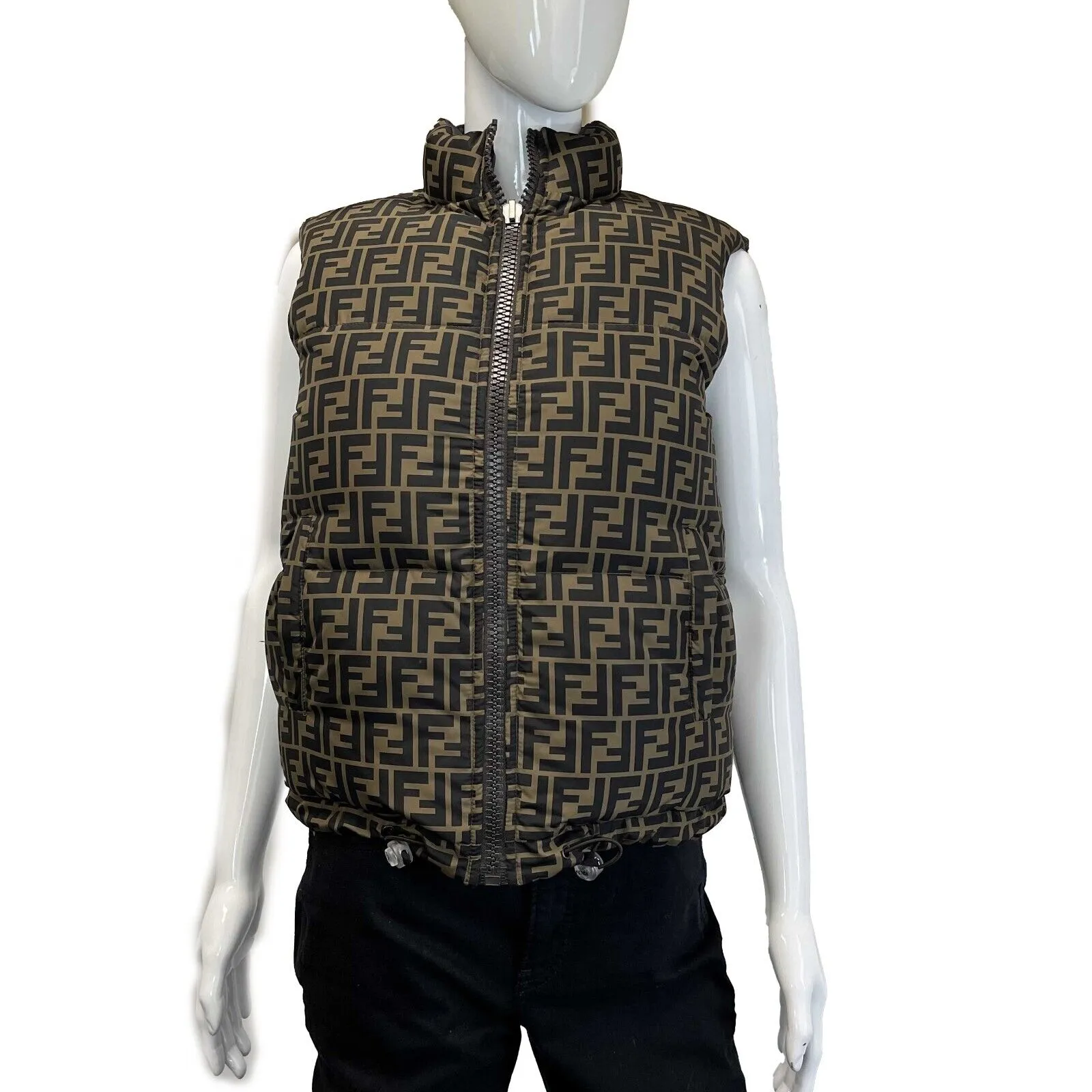 Fendi Reversible Printed Reversible Gilet Brown Jacket Kids 12Y Adult XS