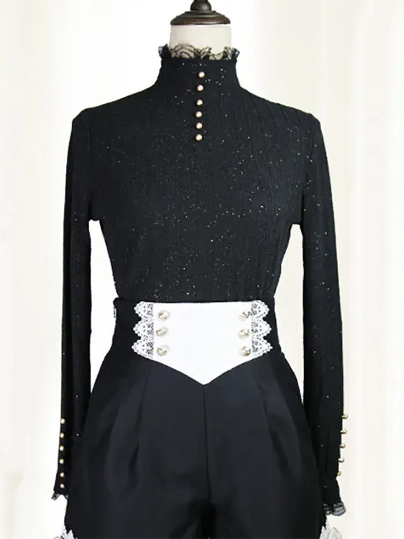 Gothic Ouji Lolita Coats Black Coat Lace Bows Overcoat Polyester Spring Lolita Outwears