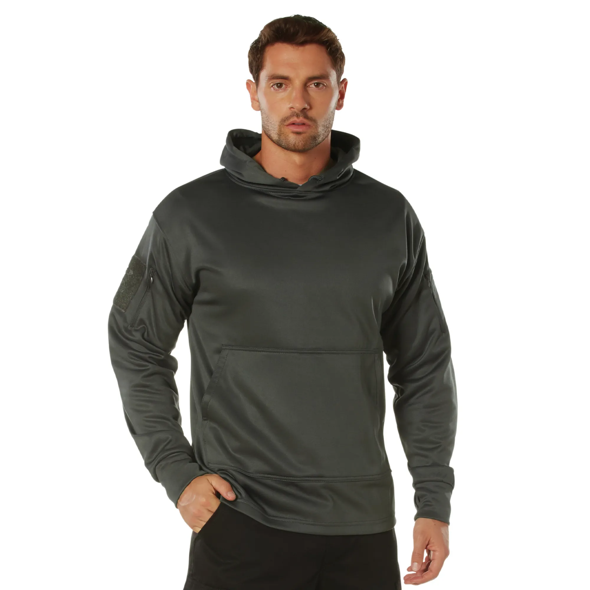Grey - Tactical Concealed Carry Hoodie - Polyester Fleece Lined - Mens