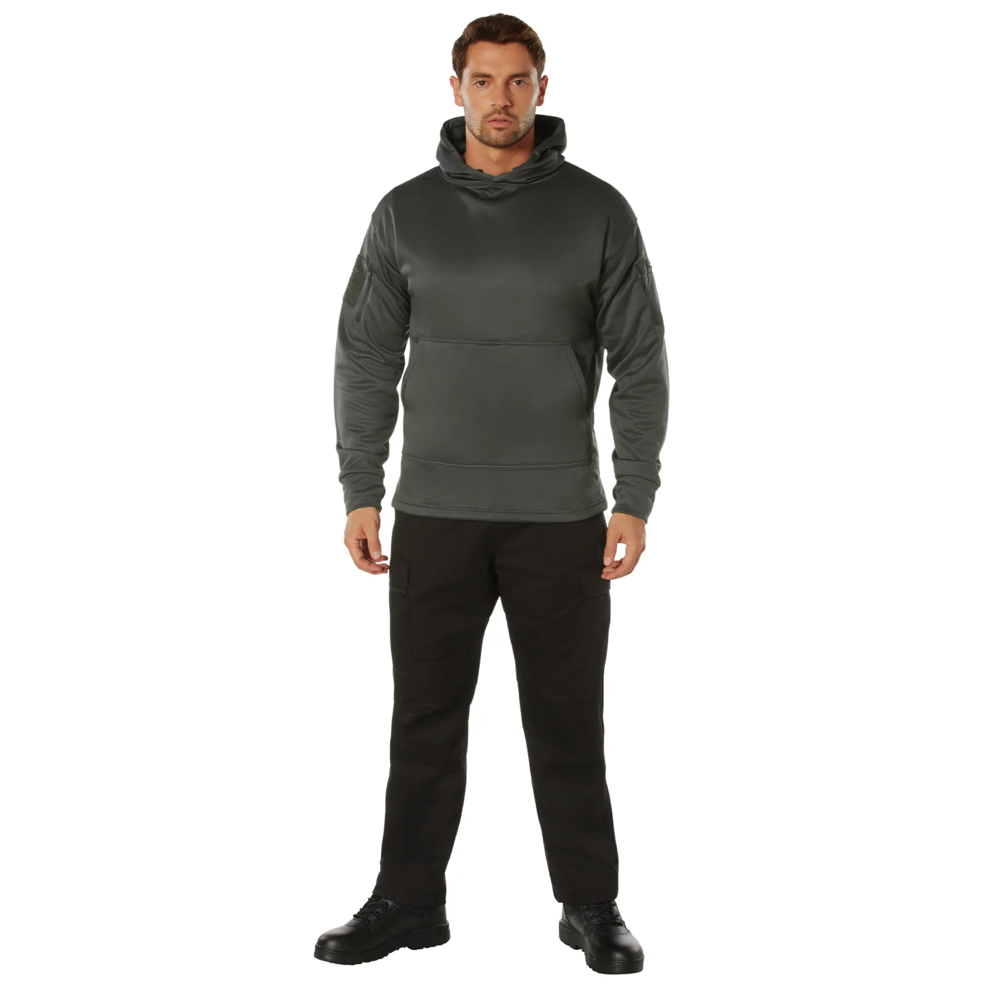 Grey - Tactical Concealed Carry Hoodie - Polyester Fleece Lined - Mens