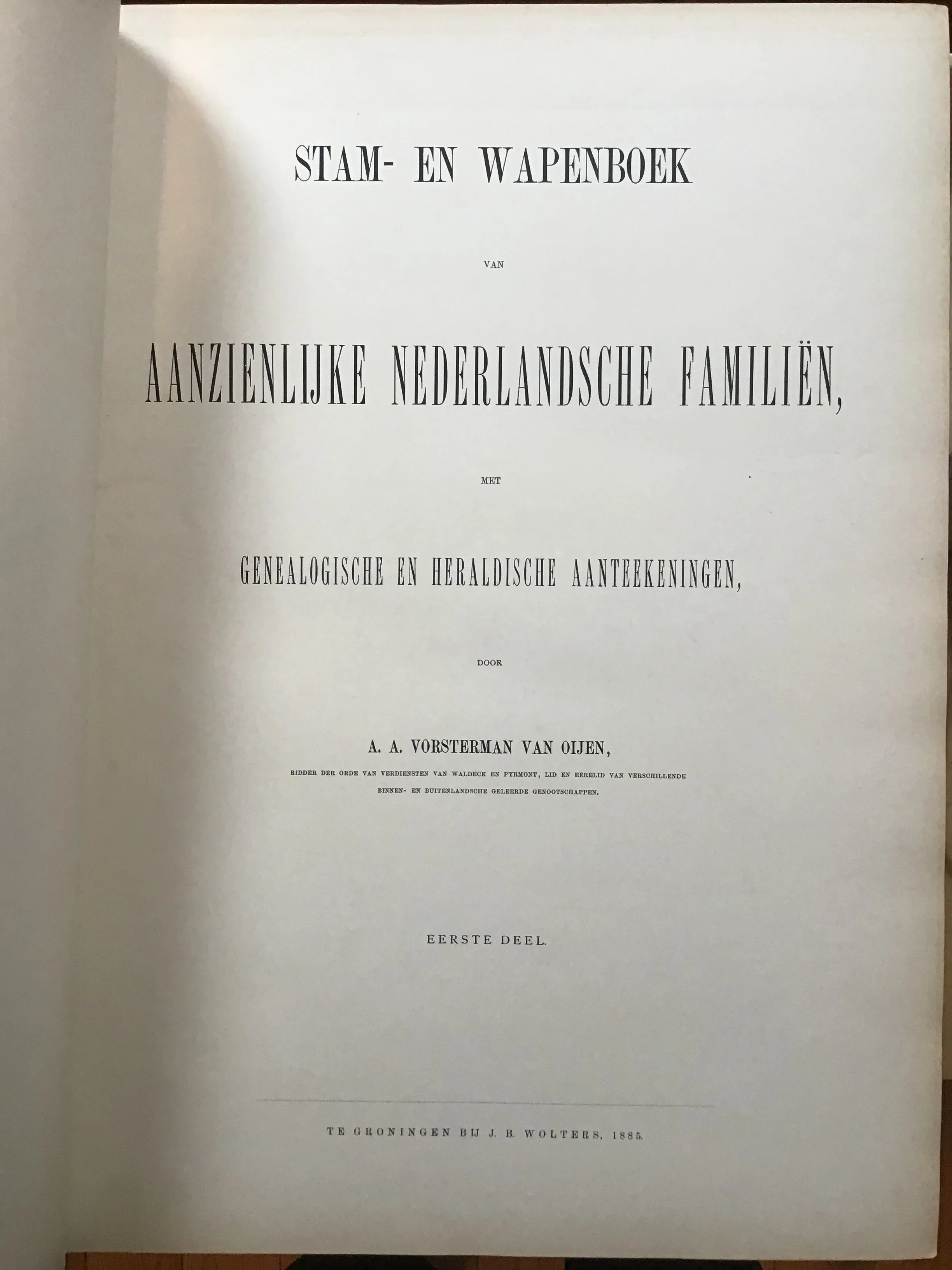 [heraldry] Stam=en Wapenboek van Aanzienlijke Nederlandsche Familiën