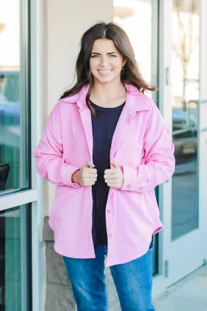 I Chose This Corduroy Shacket in Pink