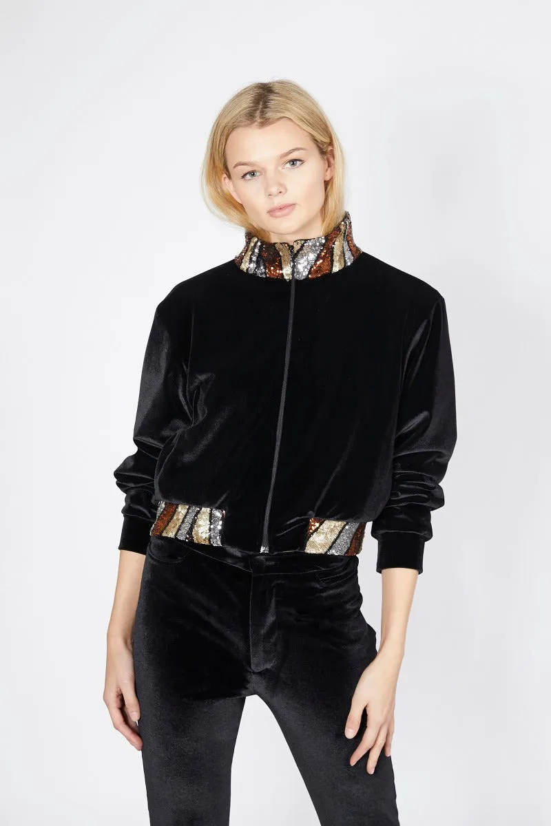 Ilona Rich Bronze Sequin Detail Crop Jacket