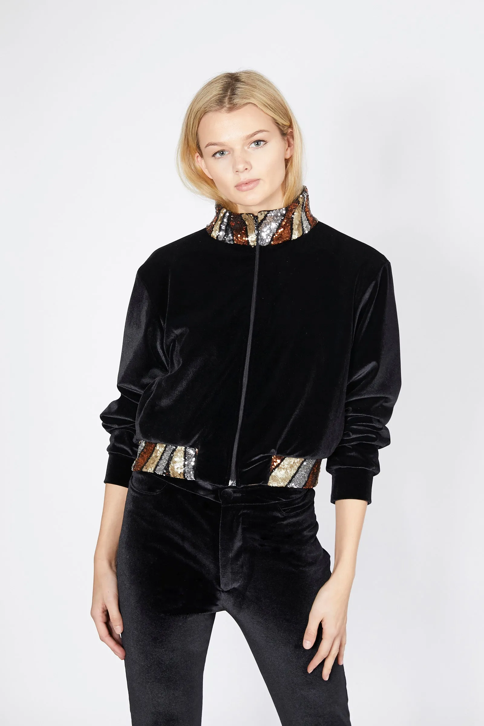 Ilona Rich Bronze Sequin Detail Crop Jacket