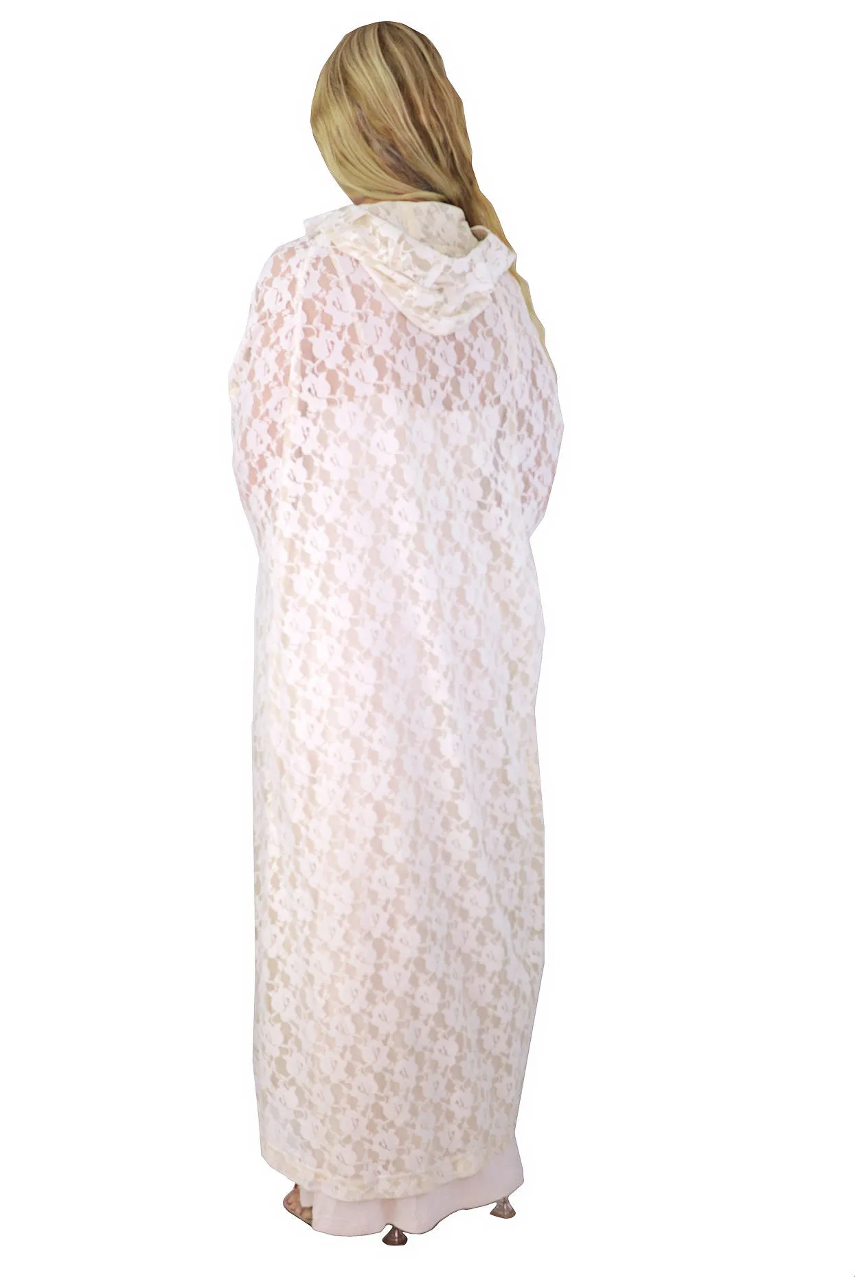 Ivory Lace Wedding Cape Cloak Full Length with Hood