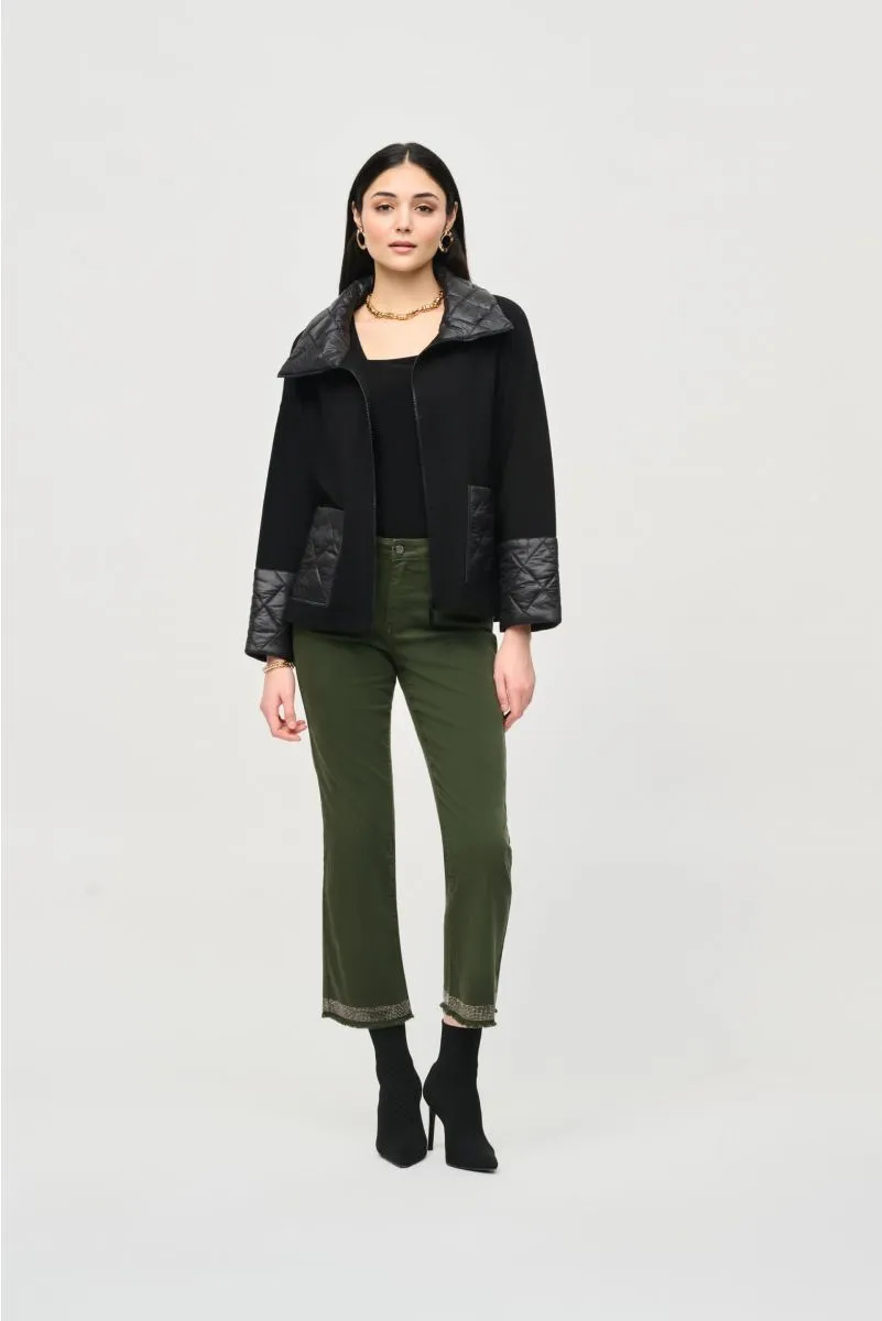 Joseph Ribkoff Black Quilted Zip Front Knit Jacket 243933