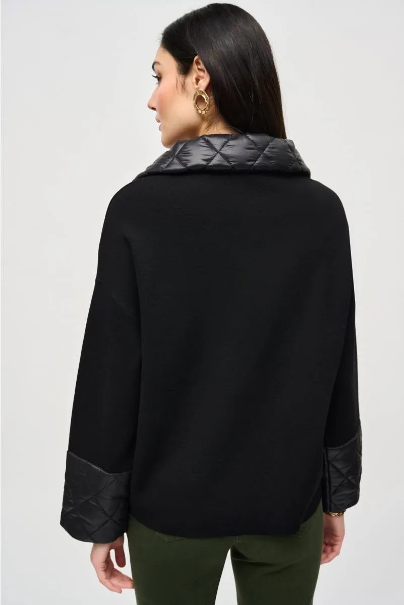 Joseph Ribkoff Black Quilted Zip Front Knit Jacket 243933
