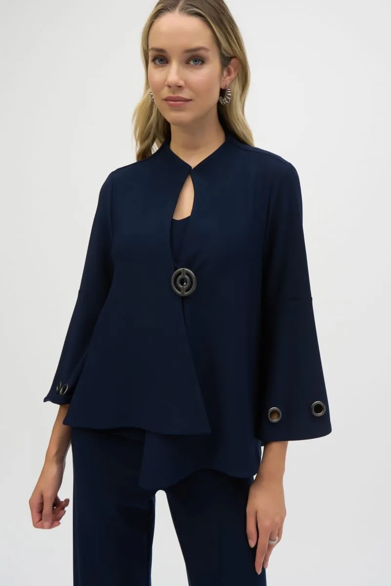Joseph Ribkoff Grommet Detail 3/4 Sleeve Asymmetric Swing Jacket 243289