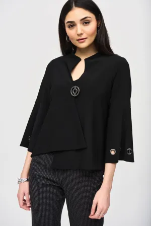 Joseph Ribkoff Grommet Detail 3/4 Sleeve Asymmetric Swing Jacket 243289