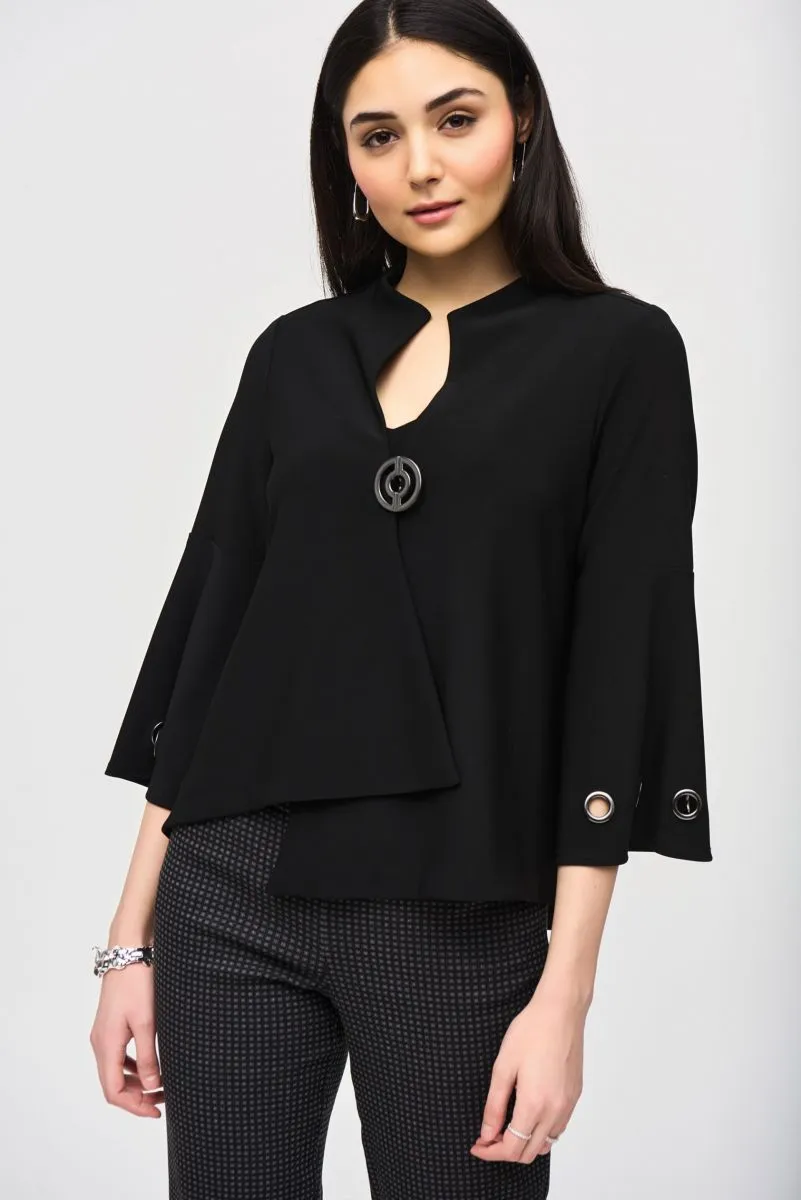 Joseph Ribkoff Grommet Detail 3/4 Sleeve Asymmetric Swing Jacket 243289
