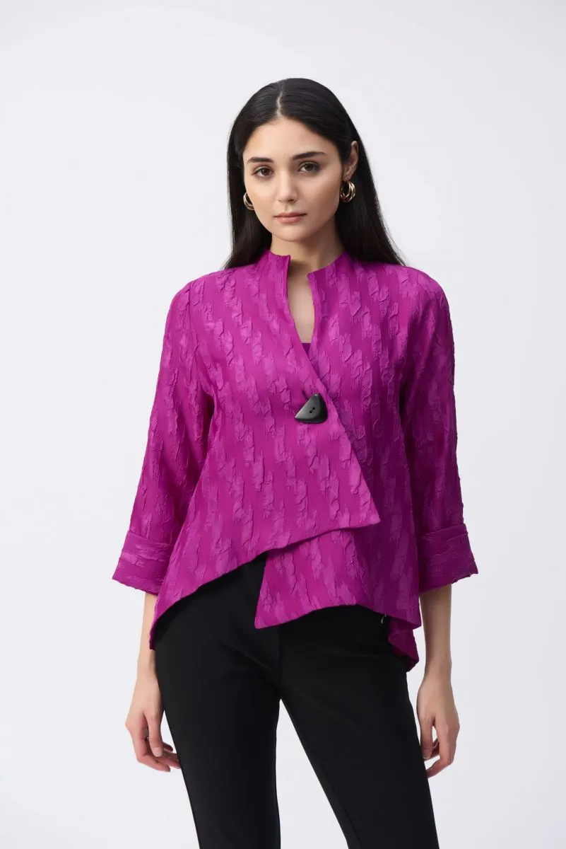 Joseph Ribkoff Textured 3/4 Sleeve Asymmetric Swing Jacket 243128