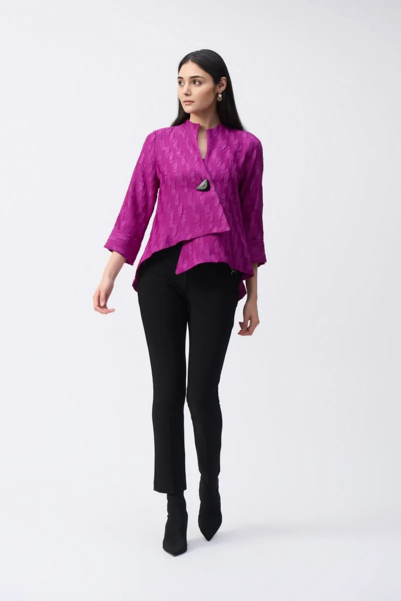Joseph Ribkoff Textured 3/4 Sleeve Asymmetric Swing Jacket 243128