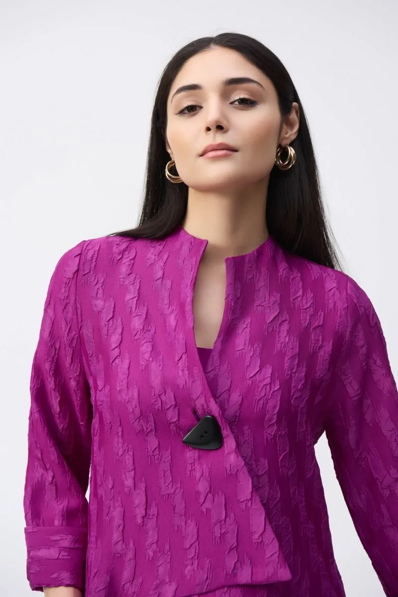 Joseph Ribkoff Textured 3/4 Sleeve Asymmetric Swing Jacket 243128