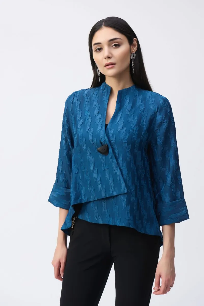 Joseph Ribkoff Textured 3/4 Sleeve Asymmetric Swing Jacket 243128