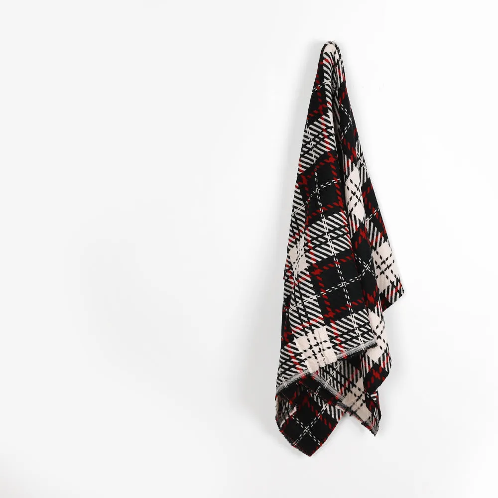 Jumbo Woven Check Wool - Black / Red (remnant)
