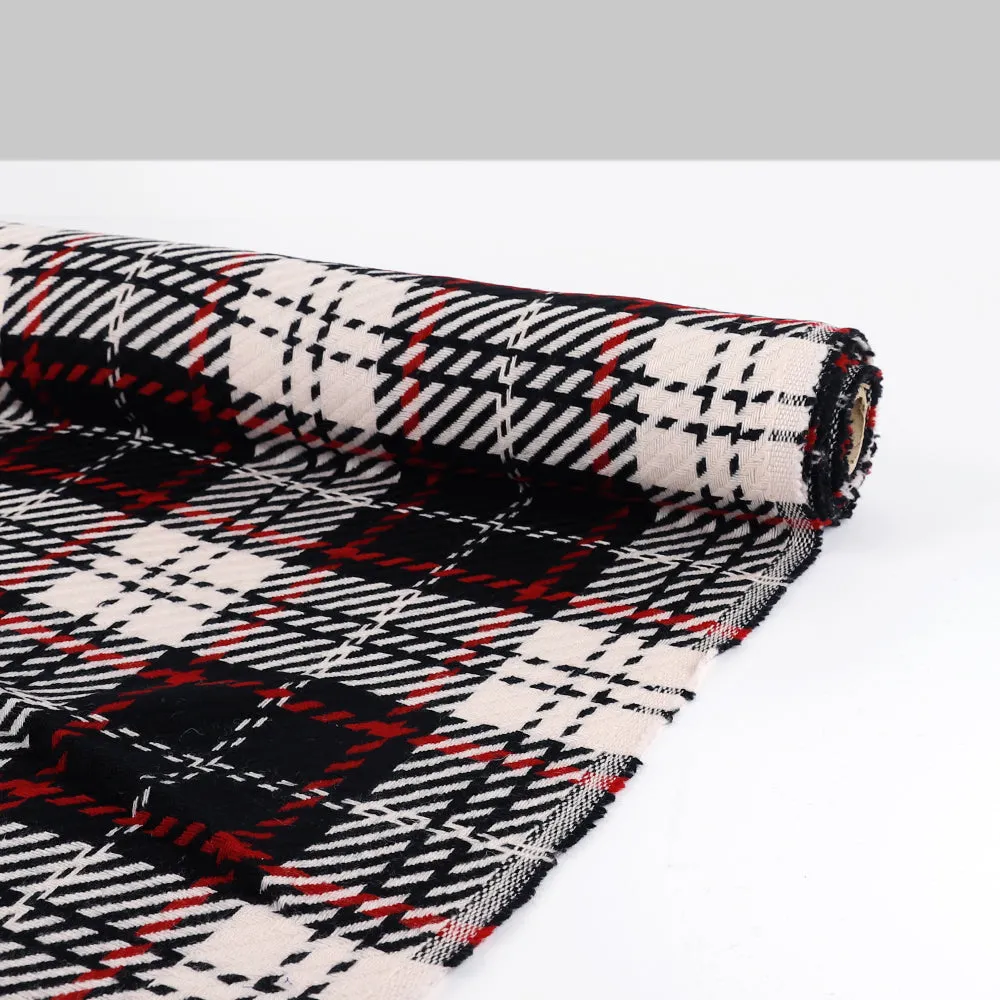 Jumbo Woven Check Wool - Black / Red (remnant)