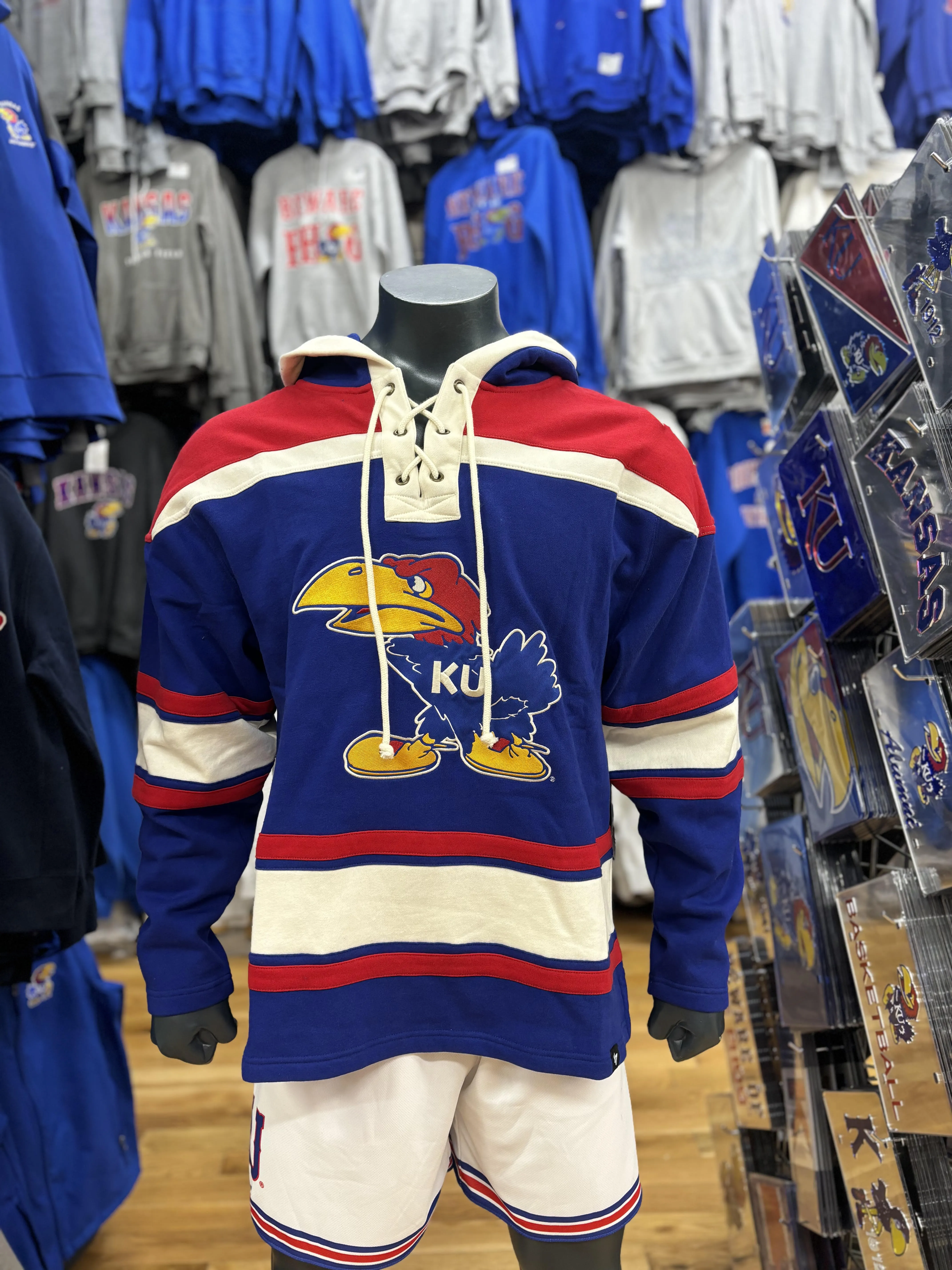 Kansas Jayhawks Laser Hood 1941- White/Red/Blue